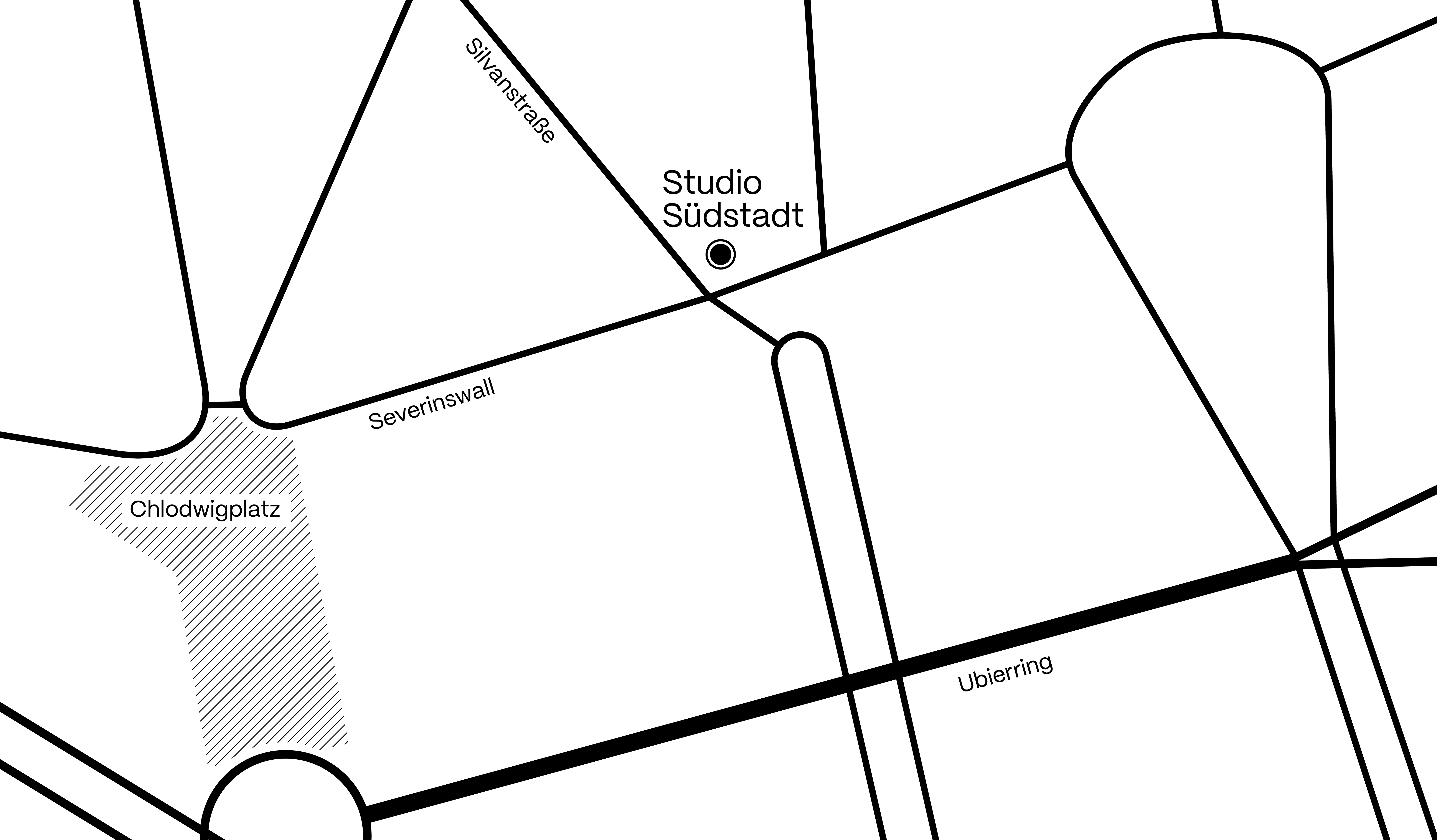 Karte der Anfahrt zum Studio Südstadt in Köln